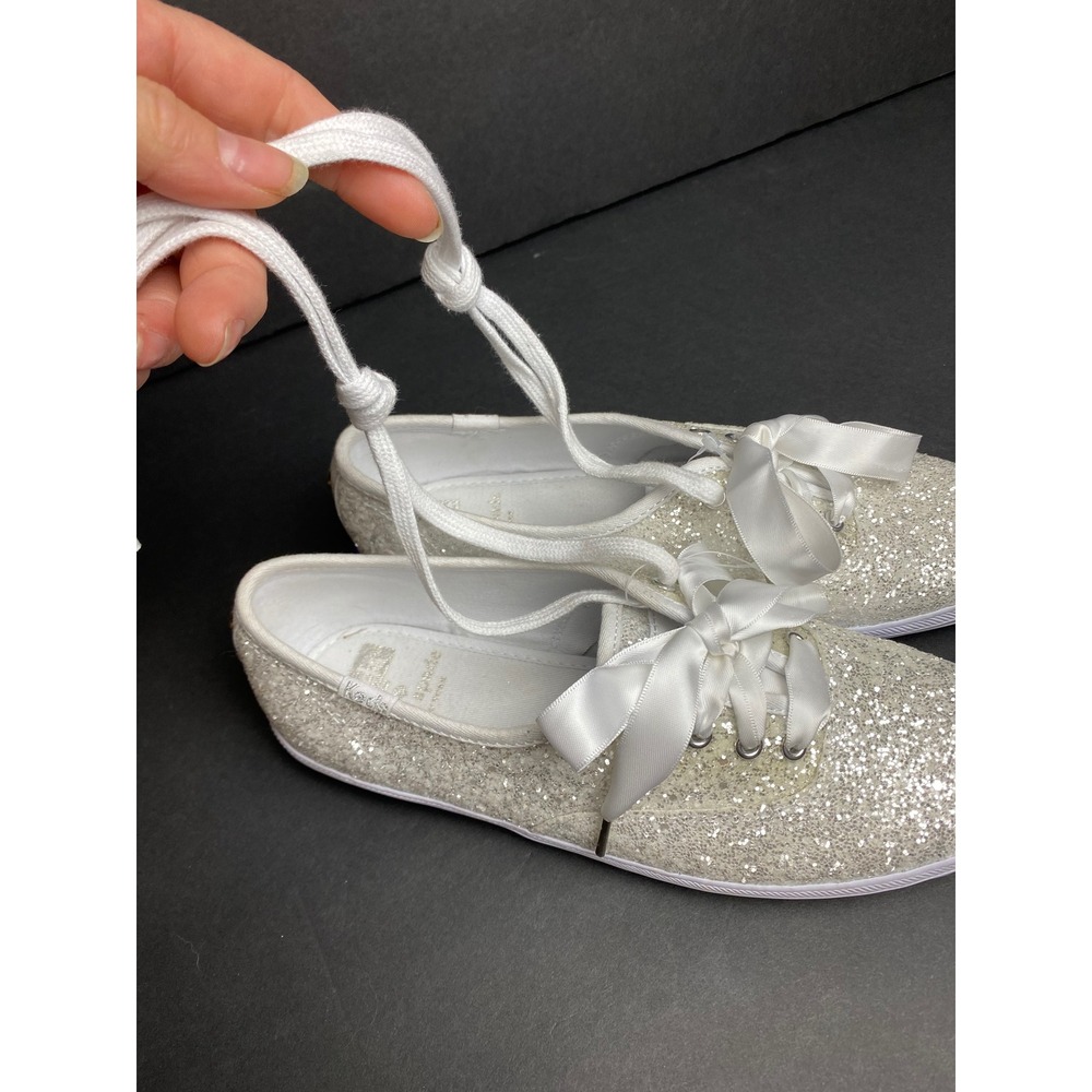 Keds x Kate Spade New York Champion Glitter Sneakers Silver Women's 6 WF57835 - Picture 7 of 9